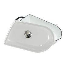 Lade das Bild in den Galerie-Viewer, Ein schwerer Bräter mit Deckel aus Gusseisen. Der Deckelgriff ist linsenförmig und aus glänzend poliertem Edelstahl. Der Bräter ist von Gourmetina. Die Innenseite ist weiß emailliert. Die Außenseite ist farbig emailliert.