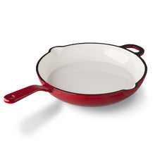 Lade das Bild in den Galerie-Viewer, Eine schwere Bratpfanne aus Gusseisen. Die Pfanne ist von Gourmetina. Die Innenseite ist weiß emailliert. Die Außenseite ist farbig emailliert.